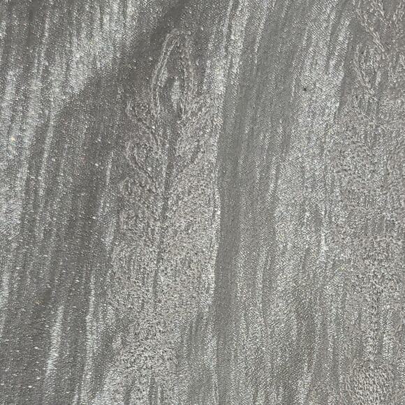 Intuitions Silver Shiny Metallic Embroidered A-Line Skirt 6 Hidden Pockets Lined - Picture 6 of 7